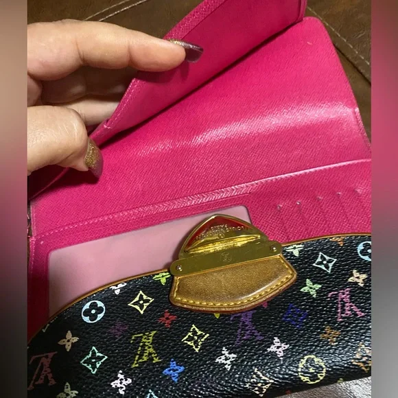 Louis Vuitton Murakami Eugenie Multicolor Trifold Long Wallet Pink - Picture 10 of 16